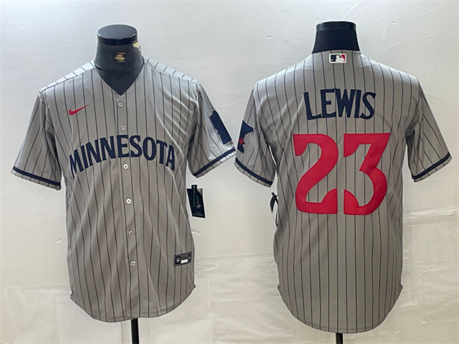 Men's Minnesota Twins #23 Royce Lewis Gray Cool Base Stitched Baseball Jersey
